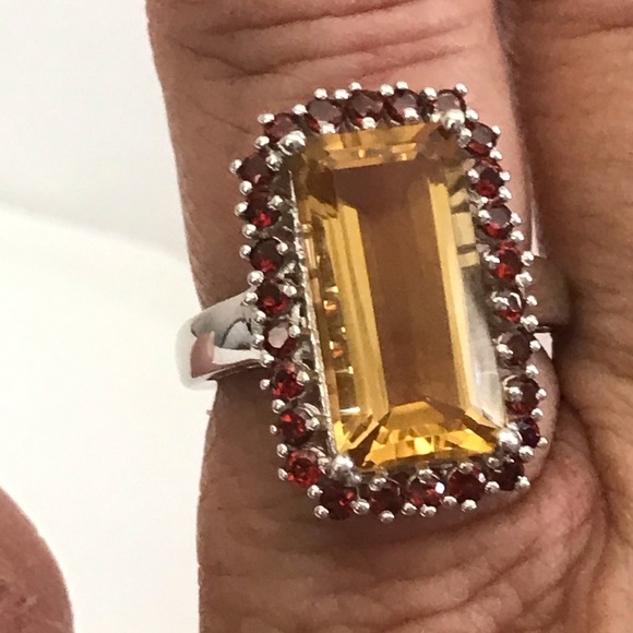 Huge 5 Carat Natural Citrine and Rhodolite Garnet - Picture 4 of 9